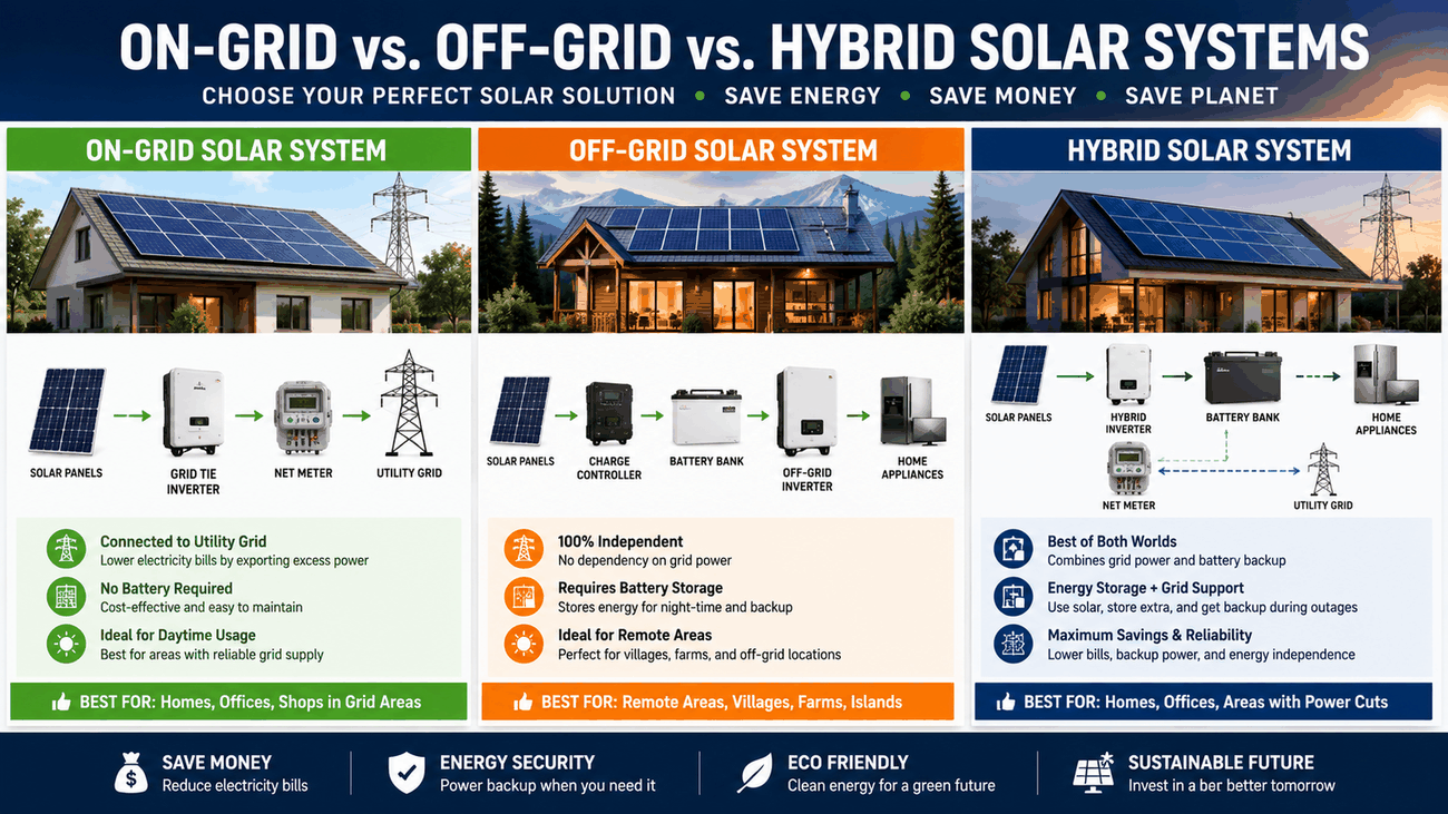 Comparison of on-grid, off-grid and hybrid rooftop solar system configurations in Odisha